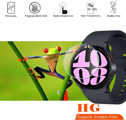 Miniatura 4 de Paquete de 4 protectores de pantalla de vidrio templado diseñados para Samsung Galaxy Watch 7, 6, 5, 4 (1.732 pulgadas), antiarañazos, sin burbujas