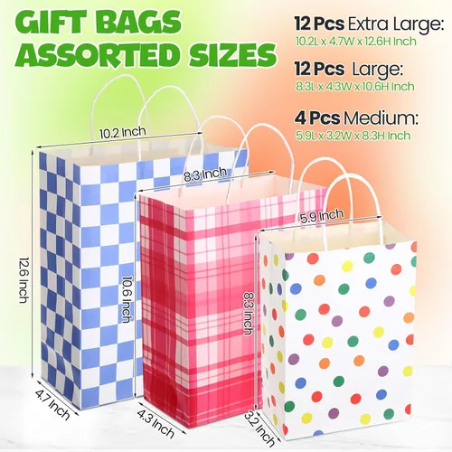 Miniatura 2 de Tenceur 28 bolsas de regalo de varios tamaños, bolsas de regalo de papel a granel, bolsa de favor de fiesta con asa para bodas, día de San Valentín