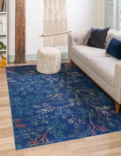 Miniatura 11 de Unique Loom Blossom Collection - Alfombra de área Yoshino (2' x 3' 1", rectangular, azul/verde)