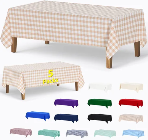 Miniatura 45 de ABCCANOPY Paquete de 3 manteles rectangulares de poliéster de 60 x 84 pulgadas, para interiores y exteriores, resistentes a las manchas, lavable