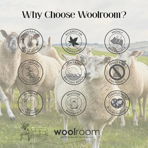 Miniatura 6 de Woolroom Protector de colchón hipoalergénico de lujo, tamaño Queen, 100% natural termorregulador de lana británica, promueve la higiene del sueño