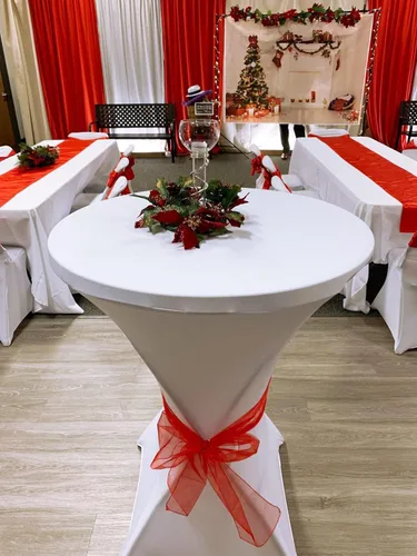 Miniatura 6 de Tina's Paquete de 2 fundas para mesa de cóctel de elastano Highboy de 32 x 43 pulgadas, color blanco, mantel elástico ajustable para mesas redondas