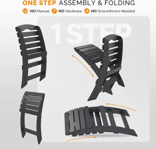 Miniatura 4 de VINGLI Sillas Adirondack portátiles, silla Adirondack plegable de plástico para todos los climas, sillas para fogatas al aire libre para patio
