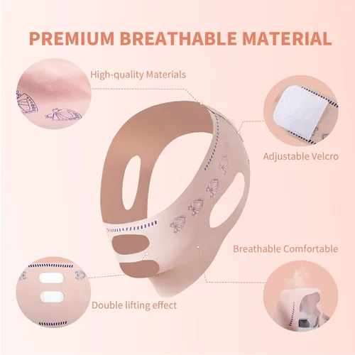 Miniatura 6 de Correa de barbilla para dormir, reutilizable reductor de barbilla doble eliminador para mujeres, máscara de elevación de línea en V, correa facial