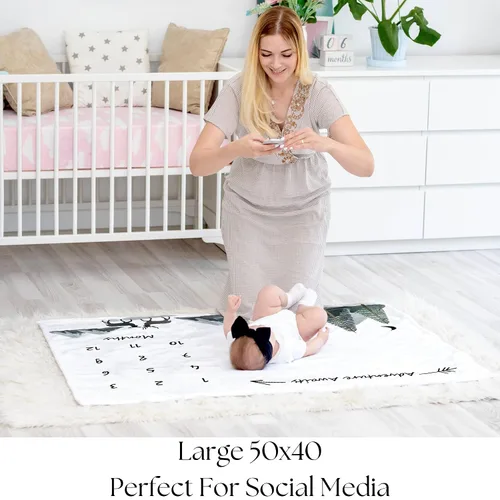 Miniatura 7 de Manta Milestone para bebé niño – Manta mensual de bebé, seguimiento del crecimiento para recién nacido, decoración de guardería de bosque, tema