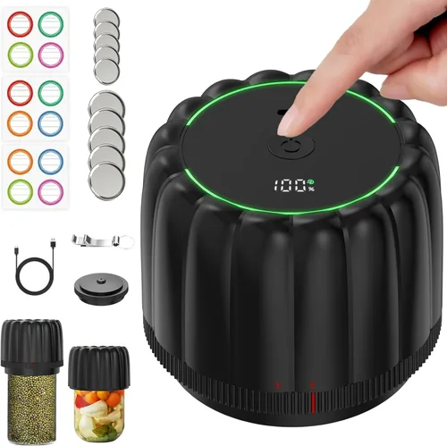 Kit de sellado al vacío eléctrico para tarros de conserva, sellador al vacío portátil para tarros de conserva, con tapas Mason de boca ancha y