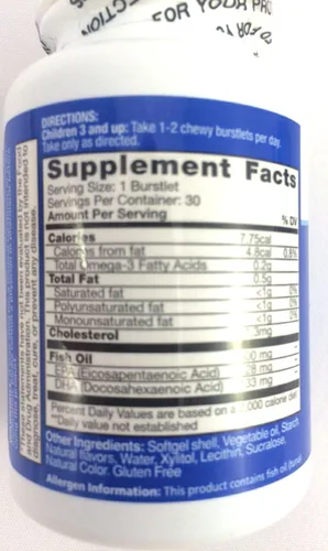 BioGlan Kids Smart Hi DHA Omega-3 Aceite de pescado 30 ea, Burstlets masticables, bayas, paquete de 2