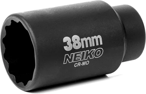 NEIKO 02528A 38mm Enchufe | 1/2" Accionamiento Juego de Llaves de Vaso de Impacto Profundo | Enchufe de Eje y Tuerca de Eje | 12 Puntos | Cromo
