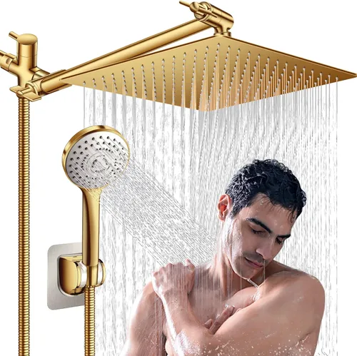 Miniatura 14 de PinWin Moderno cabezal de ducha cuadrado grande de 12 pulgadas con 5 modos de ducha de mano, brazo ajustable, fácil instalación sin herramientas