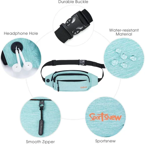 Miniatura 3 de Riñonera grande para hombre con 5 bolsillos con cremallera, paquete de bolsa de cintura para correr, deporte, entrenamiento, viajes, Casual