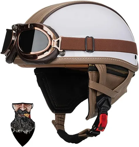Miniatura 16 de Casco Moto Retro ABS Ligero 22.93 oz DOT Homologado - Medio Casco Jet para Hombre y Mujer con Doble Ventilación, Forro Desmontable y Hebilla Rápida