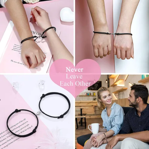 Miniatura 2 de Pulseras magnéticas para parejas, pulsera de cuerda trenzada de atracción mutua, regalos para parejas, mujeres, hombres, amantes, novio, novia, él