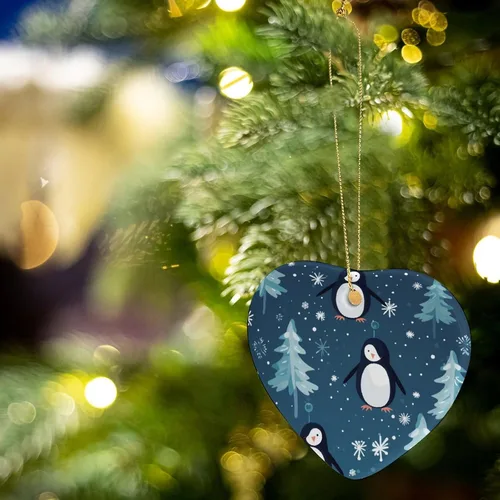 Miniatura 5 de Adorno de cerámica de pingüino para árbol de Navidad, adornos de árbol de Navidad de pingüino, decoración de árbol de Navidad para familiares