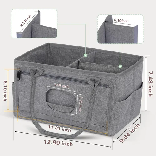 Miniatura 5 de Volnamal Organizador de pañales con dispensador de toallitas con acceso con una sola mano, organizador de pañales de alta calidad, organizador Gris