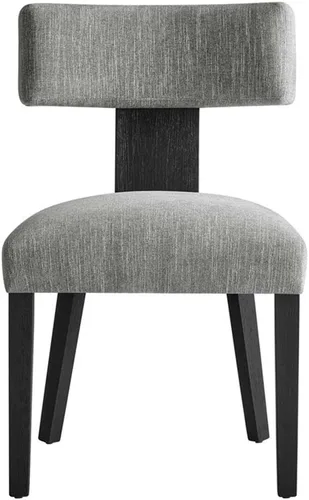 Miniatura 7 de Modway Nalani - Juego de 2 sillas de comedor sin brazos en tejido jaspeado, gris y negro, sillas auxiliares contemporáneas con patas de madera
