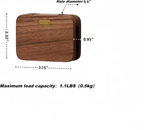 Miniatura 2 de Soporte de cable autoadhesivo de madera maciza para cables gruesos, organización de cables para mesita de noche, cocina, PC, TV y oficina, soporte