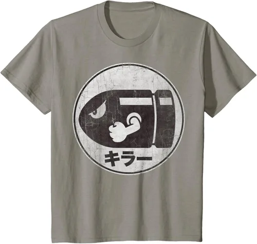 Miniatura 29 de Super Mario Camiseta con logotipo de Bullet Bill Distressed en Kanji