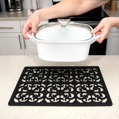 Miniatura 4 de GASARÉ, Salvamanteles de silicona extra grande, grueso, para platos calientes, ollas y sartenes, alfombrilla resistente al calor para encimera