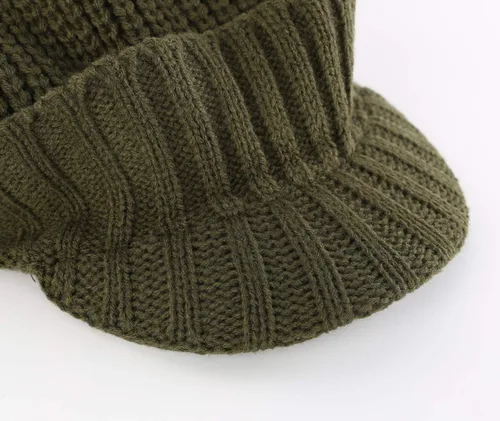 Miniatura 2 de Home Prefer - Gorro de punto grueso de invierno con visera para hombre
