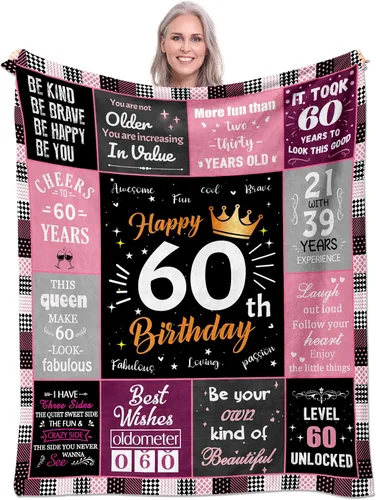 Miniatura 15 de Regalos de cumpleaños número 40 para mujeres, manta de forro polar única de feliz cumpleaños de 50 x 60 pulgadas, regalos divertidos de decoraciones