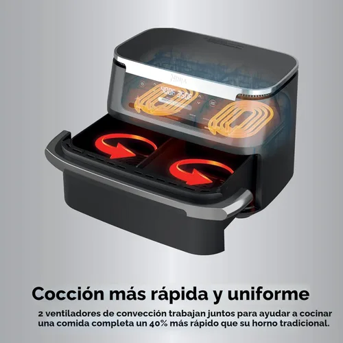 Miniatura 8 de Ninja Foodi Air Fryer 6 en 1 con megaZone de 7 cuartos y divisor de cesta para proteínas grandes y comidas completas Cocina 2 alimentos a la vez