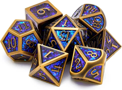 Juego de dados de metal D&D Dragón y mazmorra de metal poliédrico, estilo punk, juego de rol RPG Explorer, MTG Pioneer Game DND, juego de dados (7