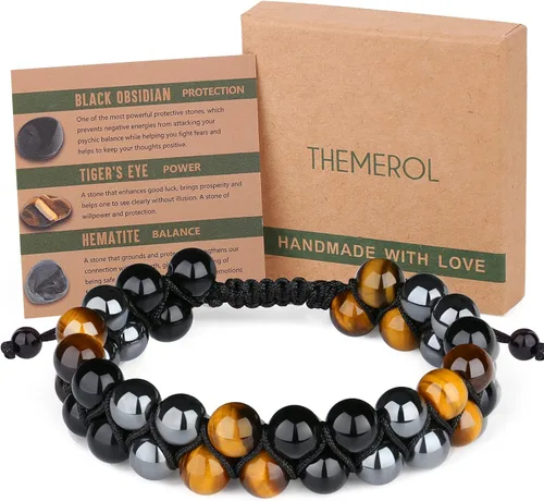 Stocking Stuffers for Men/Teenage Boys - Christmas Gifts for Boyfriend/Husband/Son/Father - Handmade Triple Protection Bracelet - Black