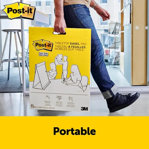 Miniatura 3 de Post-it Almohadilla de caballete de mesa portátil súper pegajosa con panel de borrado en seco, ideal para profesores y estudiantes virtuales, 20 x