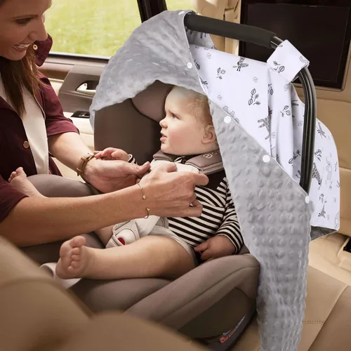 Miniatura 2 de Metplus Funda para asiento de cochecito de bebé 2 en 1, toldo para asiento de bebé, funda para lactancia para mamás, fundas para portabebés Minky