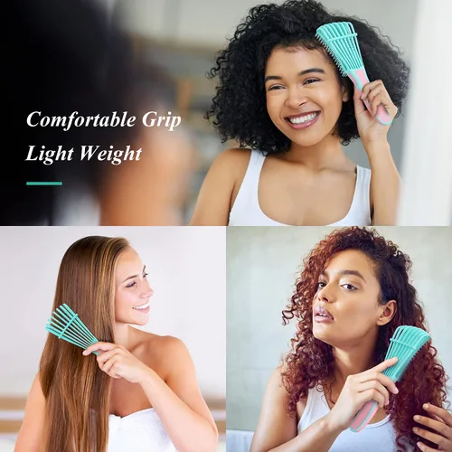 Miniatura 5 de Cepillo desenredante para el cabello, cepillo desenredante para adultos y niños, juego de peines para cabello crespo rizado encrespado y ondulado