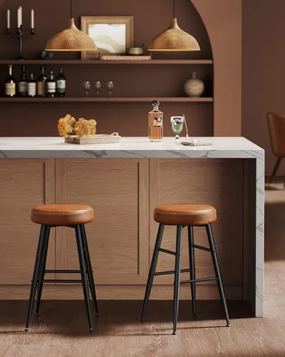 Miniatura 2 de VASAGLE EKHO Collection - Juego de 2 taburetes de bar, taburetes de cocina, taburetes de desayuno, cuero sintético con costuras, modernos