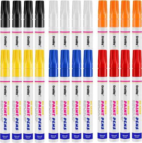 Miniatura 7 de Marcadores de pintura naranja, paquete de 24 bolígrafos de pintura permanente a base de aceite, impermeables, de secado rápido, para pintura