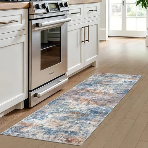 Miniatura 602 de IOHOUZE Alfombra abstracta lavable de 3 x 12 pies para pasillos, antideslizante para cocina, camino de entrada de lana sintética para interiores