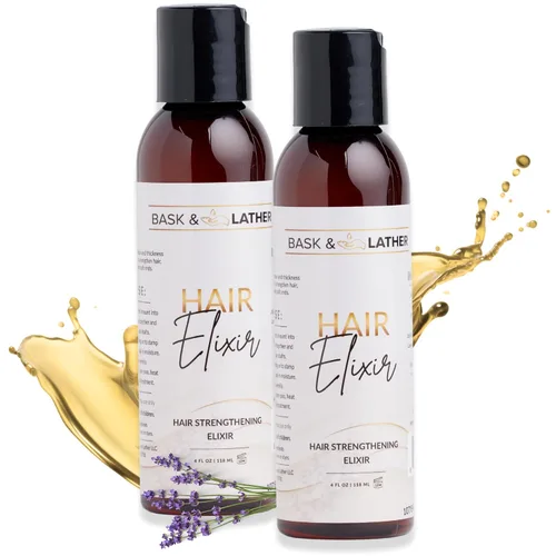 Miniatura 7 de BASK & LATHER Elixir - Aceite fortalecedor del cabello, aceite de ricino negro jamaicano, para volumen, grosor, desenredar, de encrespamiento