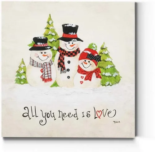 Renditions Gallery All You Need is Love - Arte de pared con muñecos de nieve, bonito arte de Navidad e invierno, arte de cocina para vacaciones,