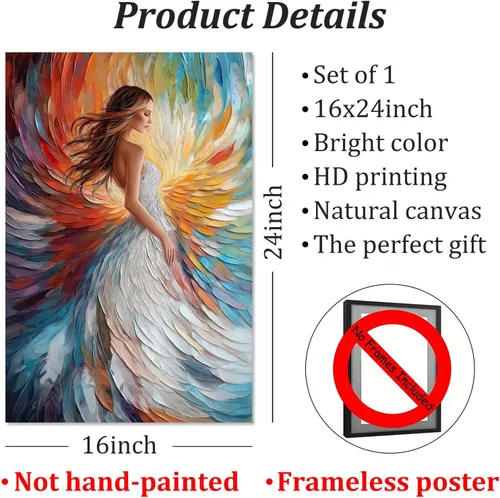 Miniatura 3 de Arte de pared de plumas abstractas, pintura de retrato de mujer, pósteres franceses vintage, pintura de mujeres victorianas, obra de arte de niña