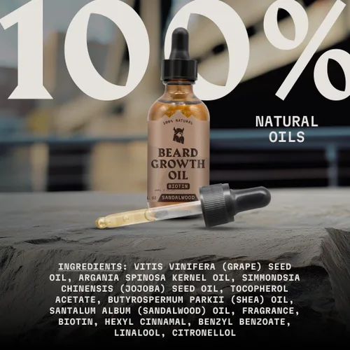 Miniatura 6 de Striking Viking Aceite de crecimiento de barba para hombres, 2 onzas líquidas, sándalo, aceite de barba espesante y acondicionador con biotina
