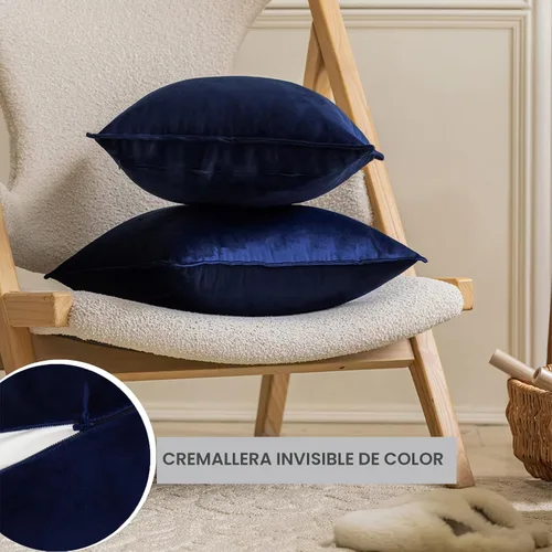 Miniatura 3 de JIAHANNHA Juego de 2 fundas de cojín de terciopelo de color azul marino de 18 x 18 pulgadas, cuadradas, suaves y decorativas, para sofá, cama, sala