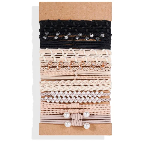 Lolalet Pulsera de lazos para el cabello, bandas elásticas bohemias, soporte grueso trenzado suave para cabello fino y largo rizado, 20 unidades,