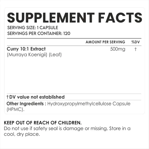 Miniatura 3 de Amalth Cápsulas de extracto de hoja de curry de 500 mg Cápsulas de suplemento de hoja de curry Extracto de Murraya Koenigii Suplemento a base