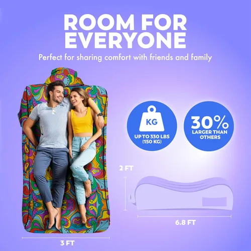 Miniatura 2 de Chillbo Inflatable Couch – Unique Designs - No-Pump Setup, Ripstop Polyester, Stability Pegs, Fun Prints - Portable Air Inflatable Lounger for