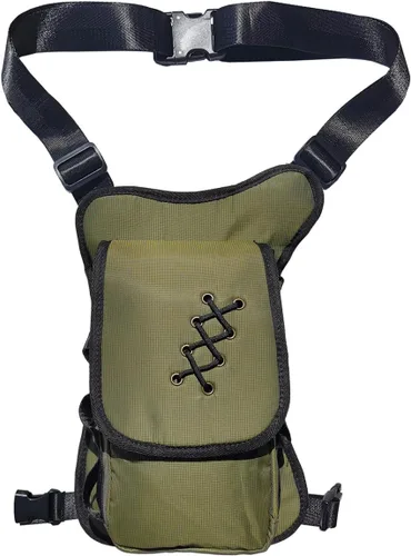 Miniatura 7 de Bolsa Cangurera Larswon con Ajuste en Muslo y Cintura, Riñonera Táctica, Bolsa para Motocicleta Impermeable