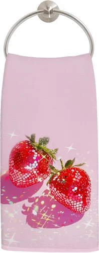 Miniatura 14 de Coquette - Toallas de cocina de cereza con lazo rosa, toallas de mano de cereza femenina para decoración de baño, bonitos paños de cocina estéticos