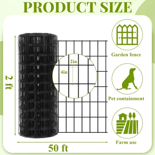 Miniatura 2 de Gisafai Valla de alambre soldada de 24 pulgadas x 50 pies, 2 pulgadas x 4 pulgadas, 16 GA, rollo de malla de alambre de metal galvanizado
