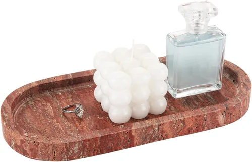 Miniatura 9 de Bandeja de tocador de mármol natural, bandejas de piedra ovaladas de lujo para joyas, perfume, velas, plato decorativo Calacatta Viola para baño