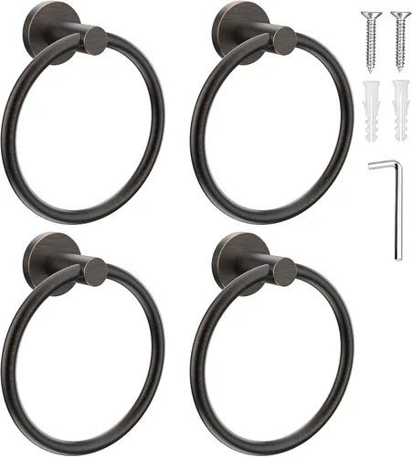 Miniatura 12 de SetSail Toallero de acero inoxidable con rosca para pared de baño, toallero de mano de acero inoxidable para baño, agujero de taladro de cocina