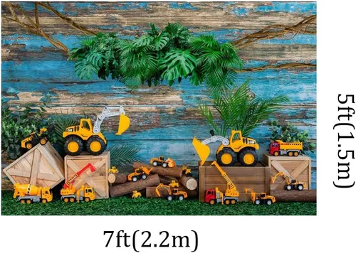 Miniatura 2 de Kate Vehículo de ingeniería de juguete de 7 x 5 pies, decoración de coche, fondo de estudio fotográfico, color azul, primavera, plantas verdes
