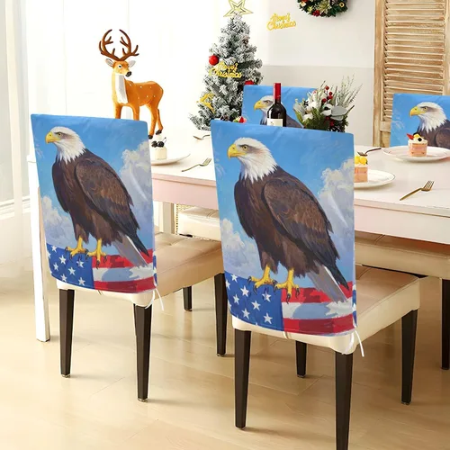 Miniatura 4 de 4th of July Independence Day Brown Bird Decorative Chair Protectors Covers for Family Gatherings Removable Office Seat Cover forro para sillas