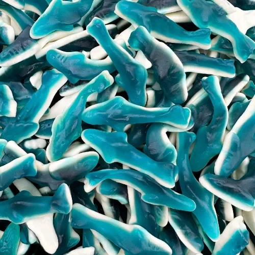 Miniatura 12 de Blue Sharks - Caramelos de gomita Bolsa de 2 libras Gomitas de pescado Sabor a frambuesa azul Caramelo de tiburón para fiestas, bufés