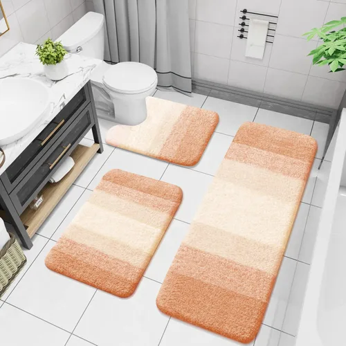 Miniatura 16 de Arotive - Juego de alfombras de baño de 3 piezas, alfombras de baño extra suaves y absorbentes, alfombrillas de baño lavables a máquina y que se